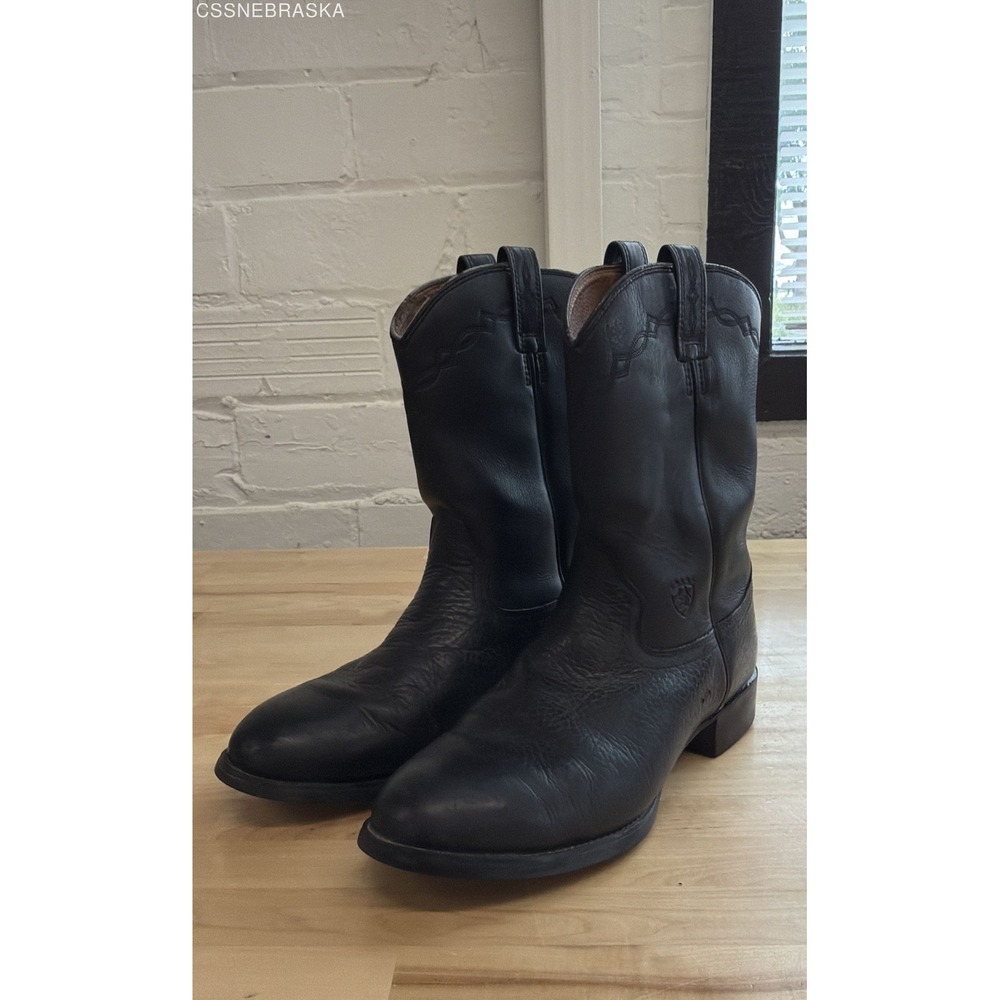 Ariat Black Men's Heritage Roper Boots Bullhide Leather Cowboy Boot 35571 - 12D
